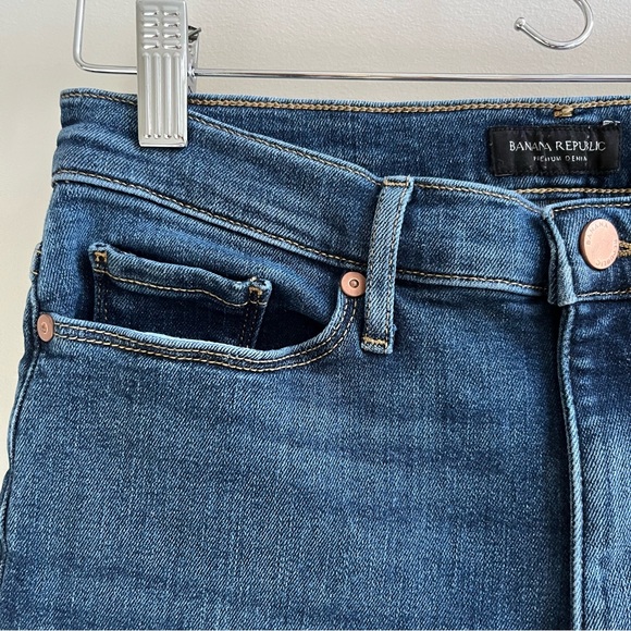 [banana republic] mid-rise crop flare raw hem denim jeans nic wash 27 short - Picture 4 of 5